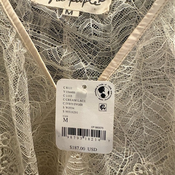 Free People Nigel Preston Victorian Lace Blouse Cream Lace Medium NWT - Picture 4 of 6